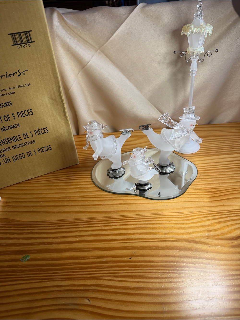 Vintage Home Interiors Skating Snowman Family 5-Piece Tabletop Set NIB 57078